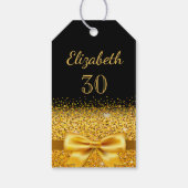 30e verjaardagsfeest zwarte gouden boog bedankt cadeaulabel (Achterkant)