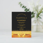 30e verjaardagsfeest zwarte gouden boog-uitnodigin briefkaart (Staand voorkant)