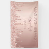 30e verjaardagsfeestje blush roos goud glitter dru spandoek (Verticaal)