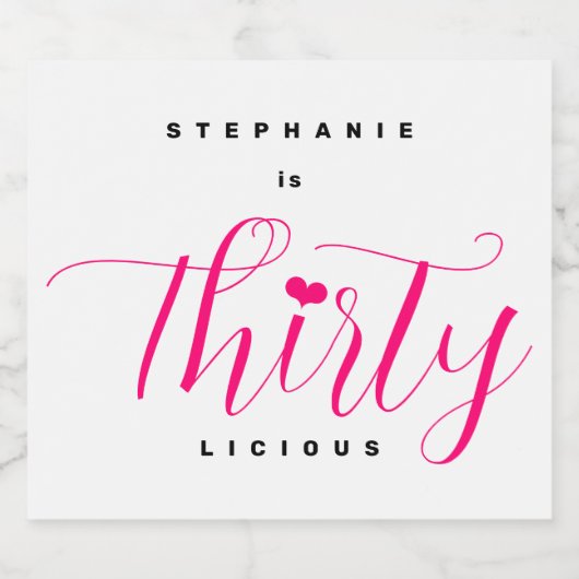 30e verjaardagsfeestje Dertig Dertigleylicious Roz Likeurfles Etiket (Enkel label)