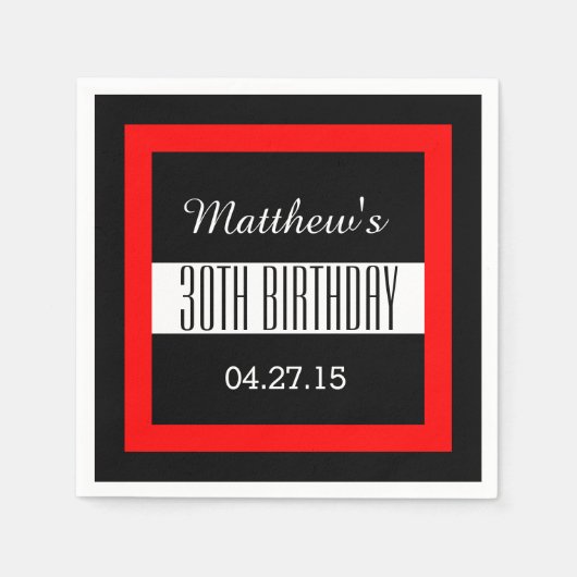 30e verjaardagsfeestje effen gekleurd vierkant Lij Servetten (Voorkant)