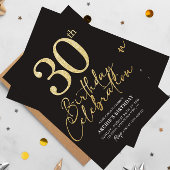 30e verjaardagsfeestje Elegante zwart en goud glit Kaart