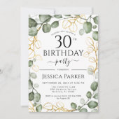 30e verjaardagsfeestje eucalyptus Waterverf Kaart (Voorkant)