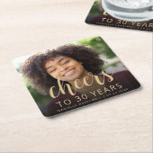 30e verjaardagsfeestje foto proost kartonnen onderzetters (Schuin)