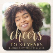 30e verjaardagsfeestje foto proost kartonnen onderzetters (Voorkant)