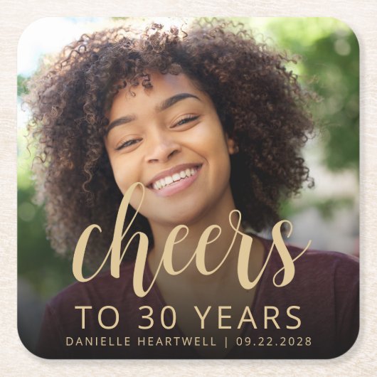 30e verjaardagsfeestje foto proost kartonnen onderzetters (Voorkant)