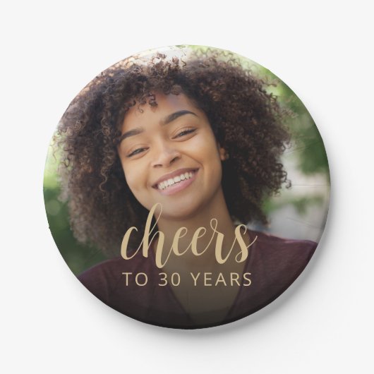 30e verjaardagsfeestje foto proost papieren bordje (Voorkant)
