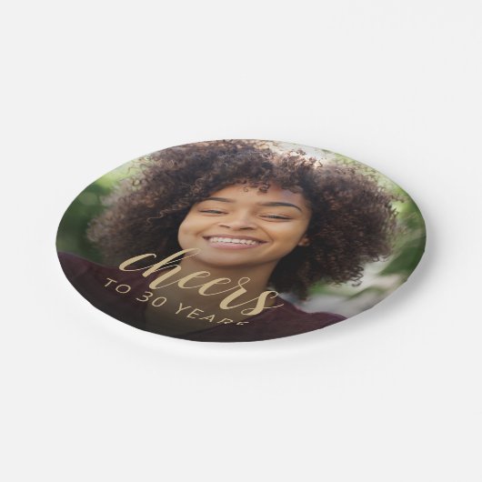 30e verjaardagsfeestje foto proost papieren bordje (Gekanteld)