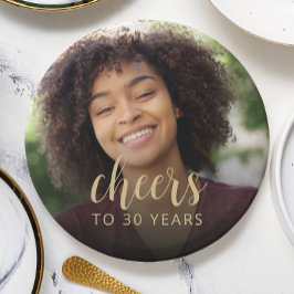 30e verjaardagsfeestje foto proost papieren bordje
