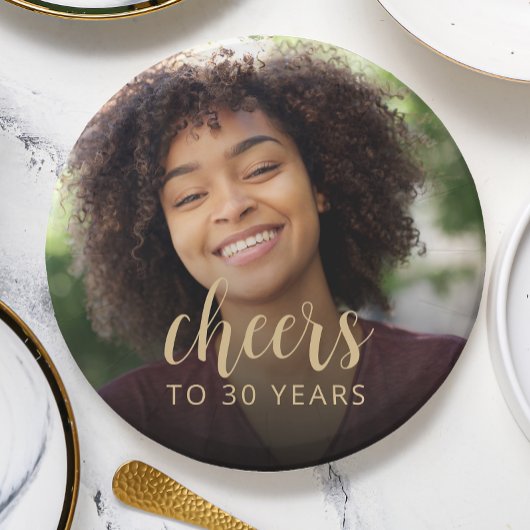30e verjaardagsfeestje foto proost papieren bordje