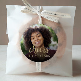 30e verjaardagsfeestje foto proost ronde sticker