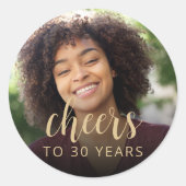 30e verjaardagsfeestje foto proost ronde sticker (Voorkant)