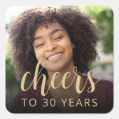 30e verjaardagsfeestje foto proost vierkante sticker (Voorkant)