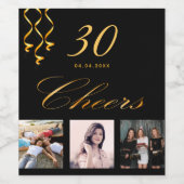 30e verjaardagsfeestje foto zwart gouden bedrieger wijn etiket (Enkel label)