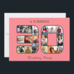 30e verjaardagsfeestje fotocollage blush roze grij kaart<br><div class="desc">Bewerk eenvoudig de tekst op maat van uw 30e verjaardagsfeestdetails. Kijk eens wie er jarig is. Een nieuw decennium omslaan is een geweldige tijd om te vieren! Wil je iemand helpen om zijn verjaardag te vieren? Deze "Photo Birthday Party Invitation" zal de grote dag van plezier aankondigen en vrienden en...</div>