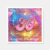 30e verjaardagsfeestje Gouden Roze Glitter Disco B Servet (Voorkant)
