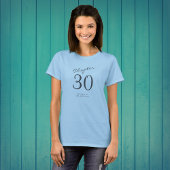30e verjaardagsfeestje grijs script blauw t-shirt