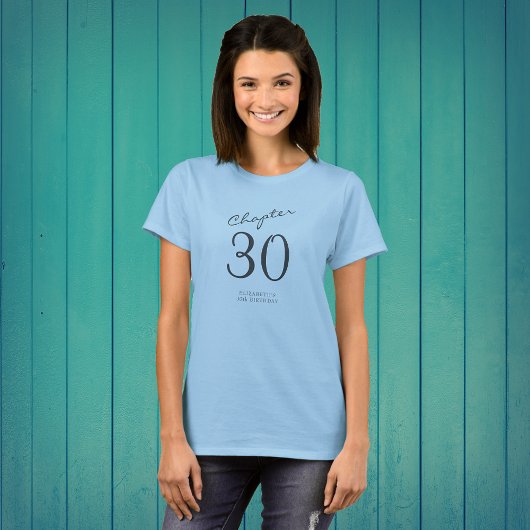 30e verjaardagsfeestje grijs script blauw t-shirt