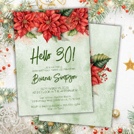 30e verjaardagsfeestje Kerst Poinsettia Kaart