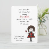 30e verjaardagsfeestje meisje met wijn kaart (Staand voorkant)