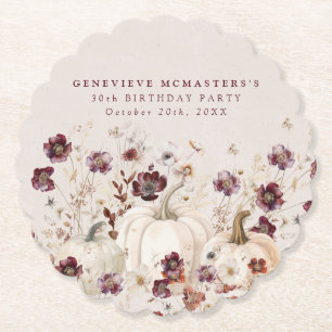 30e verjaardagsfeestje pompoen Wildflower Custom Kartonnen Onderzetters