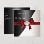 30e verjaardagsfeestje Rood Wit Zwart Diamant Kaart (Voorkant / Achterkant)