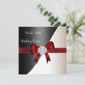 30e verjaardagsfeestje Rood Wit Zwart Diamant Kaart (Staand voorkant)