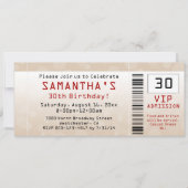 30e Verjaardagsfeestje Uitnodiging Zandticket (Voorkant)