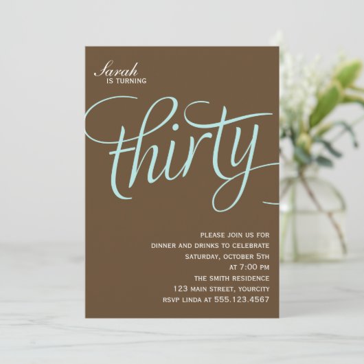 30e verjaardagsfeestje uitnodigingen (Staand voorkant)