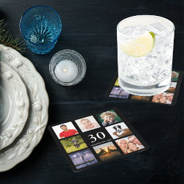 30e verjaardagsfeestje zwarte foto collage man kartonnen onderzetters