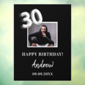 30e verjaardagsfeestje zwarte foto naam man raamsticker (Vel 3)