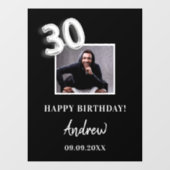30e verjaardagsfeestje zwarte foto naam man raamsticker (Vel)
