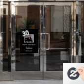 30e verjaardagsfeestje zwarte foto naam man raamsticker (Kantoordeur)