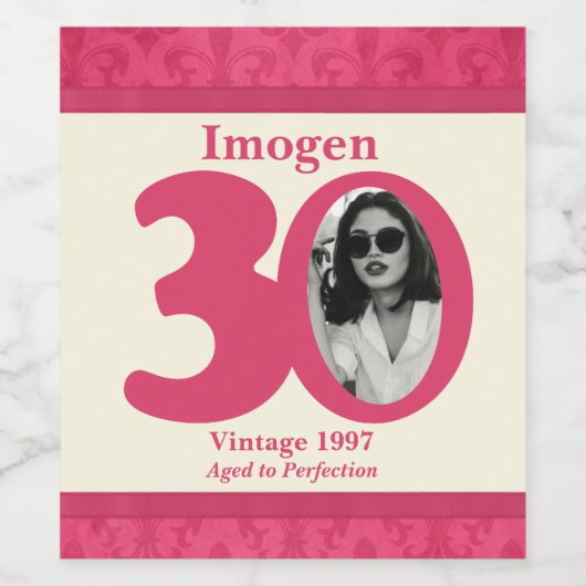  30e verjaardagsfoto aangepaste wijnlabels wijn etiket (Enkel label)