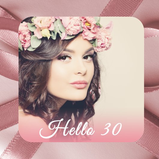 30e verjaardagsfoto hallo 30-30 vrouw vierkante sticker