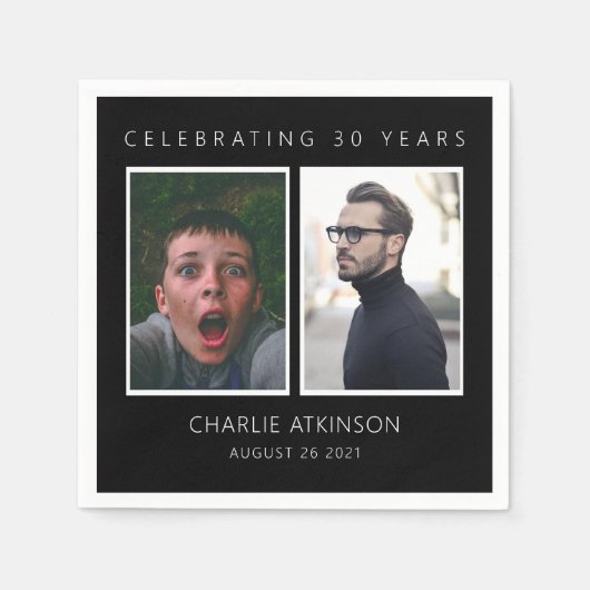 30e verjaardagsfoto verzamelt servetten (Voorkant)