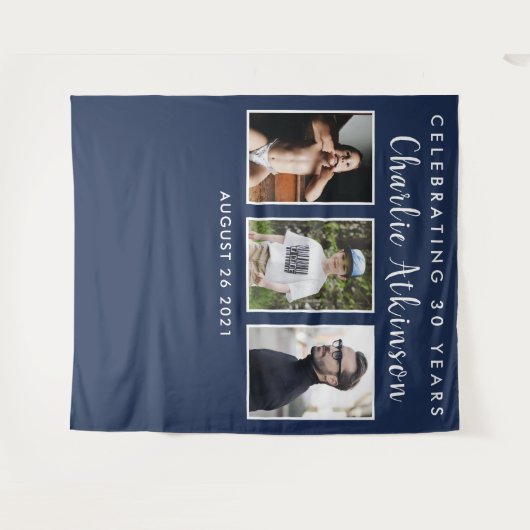 30e verjaardagsfotocollage backdrop banner wandkleed (Voorkant (horizontaal))