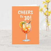 30e Verjaardagskaart Aperol Geïnspireerd Kaart (Gele Bloem)
