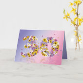 30e verjaardagskaart met bloemen letters kaart (Gele Bloem)
