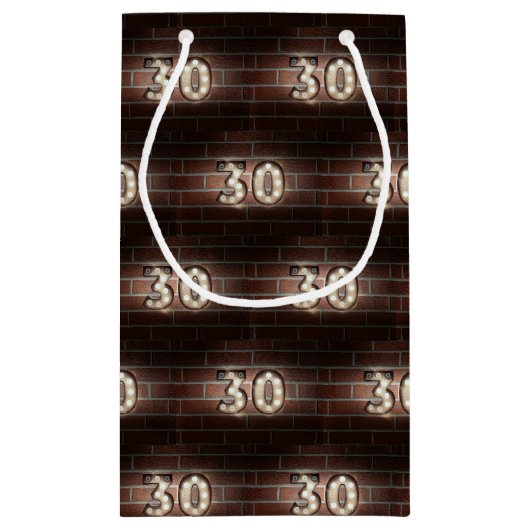 30e verjaardagsmarque lichten op baksteen klein cadeauzakje (Achterkant)