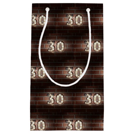 30e verjaardagsmarque lichten op baksteen klein cadeauzakje (Voorkant)