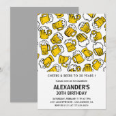 30e verjaardagsuitnodiging Mannen Cheers and Beers Kaart (Voorkant / Achterkant)