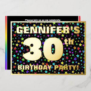 30e verluierfeest — Leuke, kleurrijke sterrenpatro Folie Uitnodiging