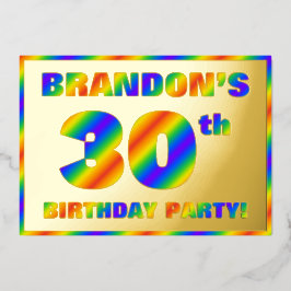 30e verluizingsparty — Leuke, regenboog spectrum “ Folie Uitnodiging