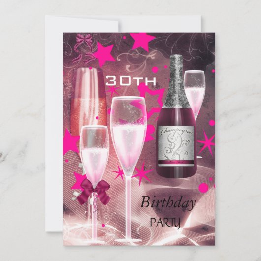 30e verpartij Pink Champagne 30 Kaart (Voorkant)