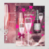 30e verpartij Pink Champagne 30 Kaart (Voorkant / Achterkant)