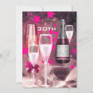 30e verpartij Pink Champagne 30 Kaart