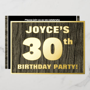 30e verpartijfeest: Stout, namaak houtnerfpatroon Folie Uitnodiging