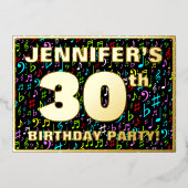 30e verparty — Leuke, kleurrijke muziek symbolen Folie Uitnodiging (Voorkant)