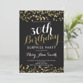 30e Verrassing Verjaardag Gold Foil Confetti Kaart (Staand voorkant)